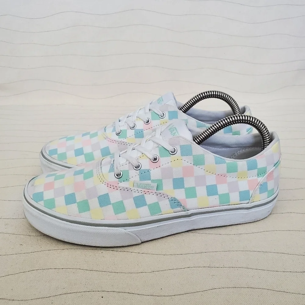 Vans Big Kids Missy Doheny Pastel Checkered Canvas Lace-Up Shoes Sneakers Sz 6